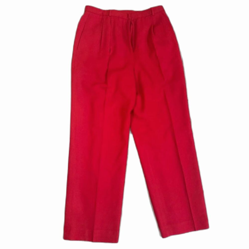 Talbots Red 100% Wool Dress Pants  Size 10 Lined Straight Leg Career Classic